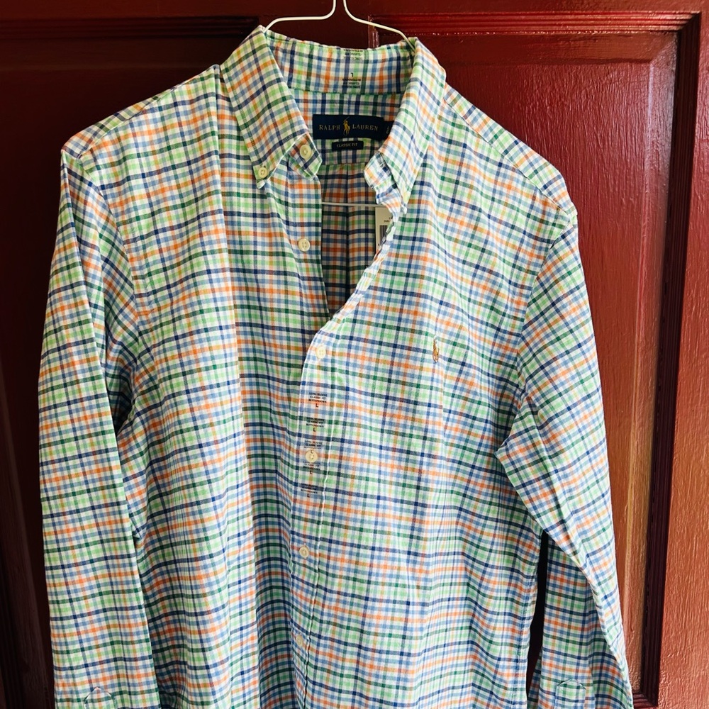 Men’s Ralph Lauren Classic fit shirt sz L large plaid cotton NWT fall
